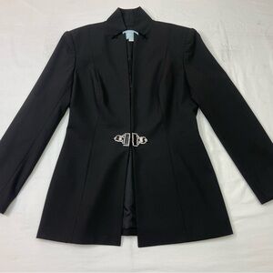 Zang Toi Black Blazer with Embellished Closure